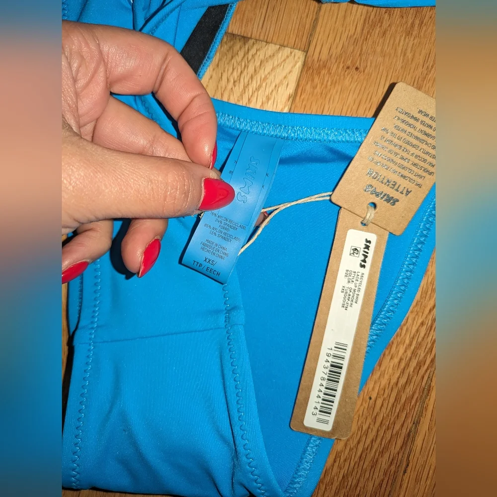 NWT SKIMS SWIM LACE UP MONOKINI IN TURQUOISE